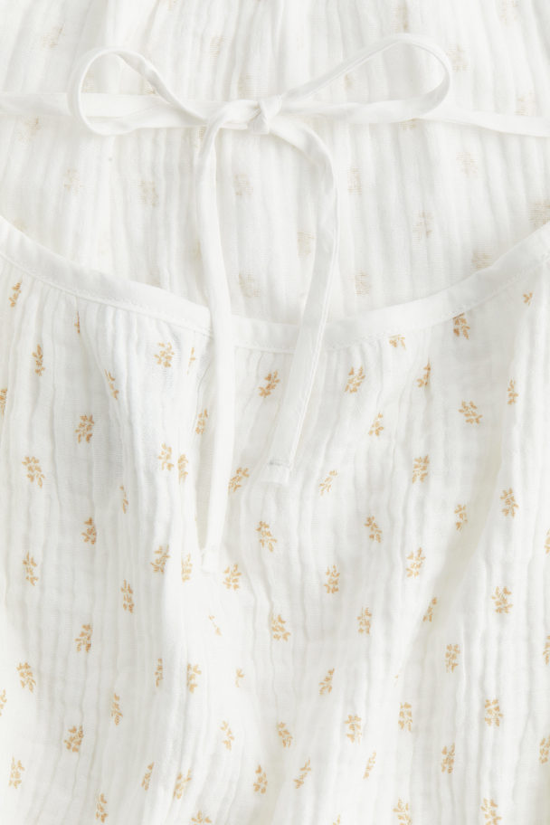 H&M Kjole Med Knyting Cream/blomstret