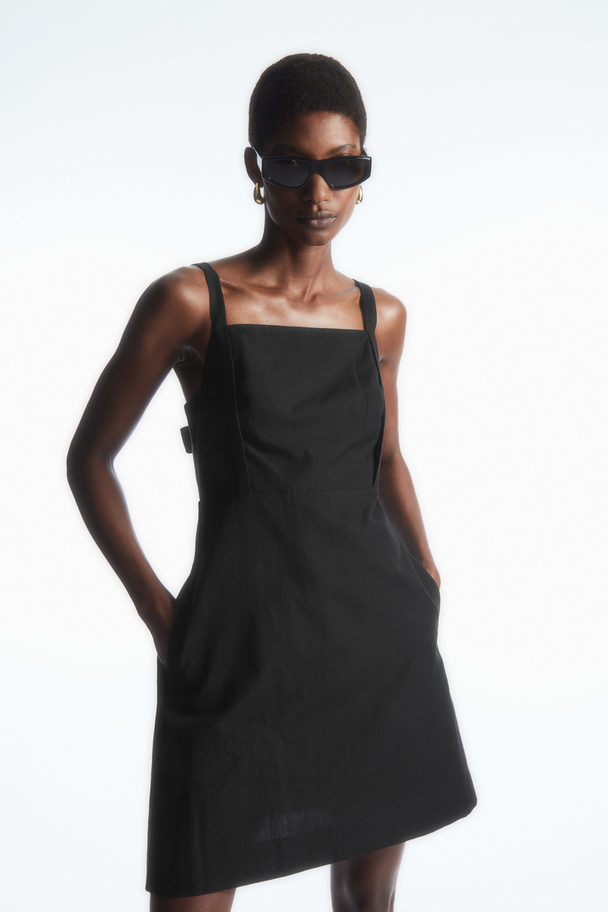 COS Open-back Mini Pinafore Dress Black