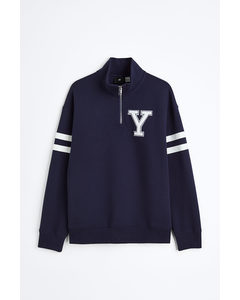 Sweatshirt mit Zipper Relaxed Fit Dunkelblau/Yale