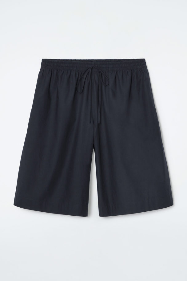 COS Cotton Drawstring Shorts Navy