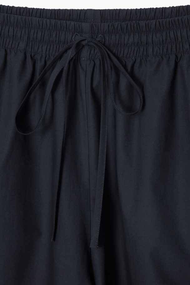 COS Cotton Drawstring Shorts Navy