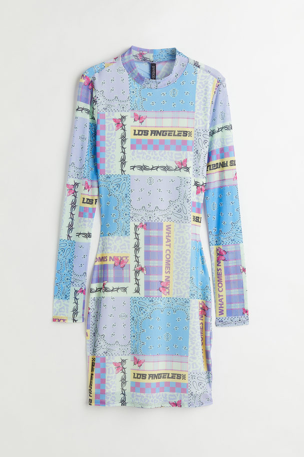 H&M Mønstret Bodycon-kjole Lyslilla/paisleymønstret