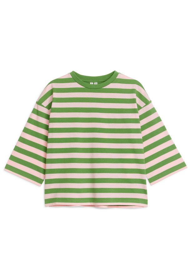 ARKET Oversized T-shirt Met Lange Mouwen Groen/lichtroze