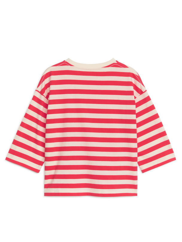 ARKET Oversize-T-Shirt mit langen Ärmeln Weiß/Rot