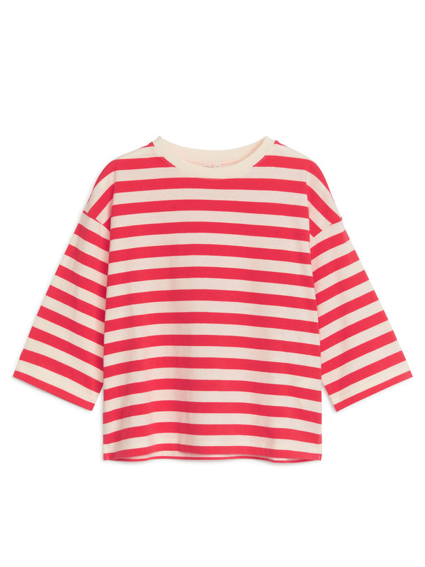ARKET Oversize-T-Shirt mit langen Ärmeln Weiß/Rot