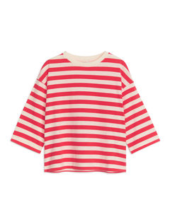 Langærmet Oversized T-shirt Hvid/rød