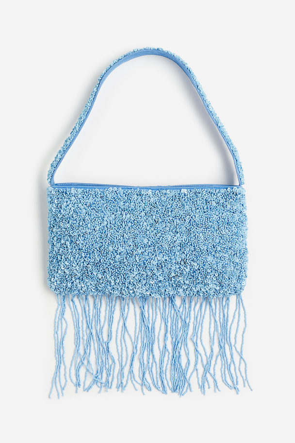H&M Beaded Shoulder Bag Light Blue