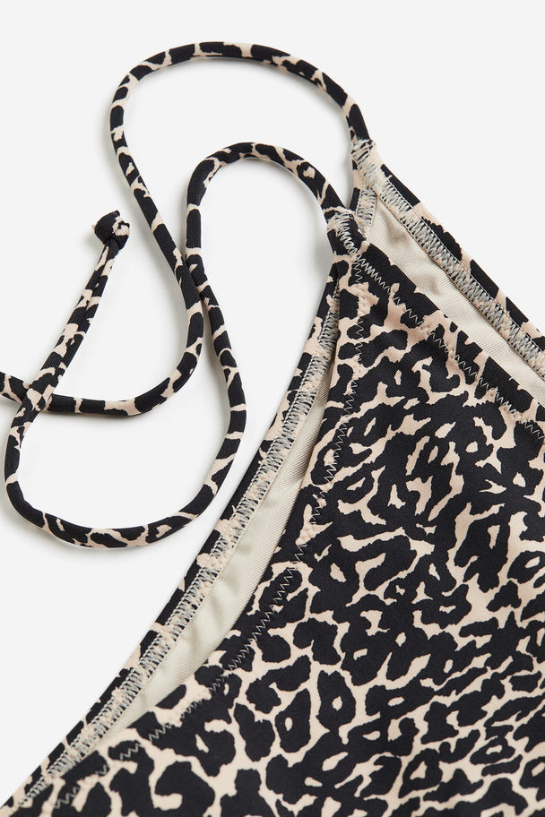 H&M Bikinitanga Med Knytband Ljusbeige/leopardmönstrad