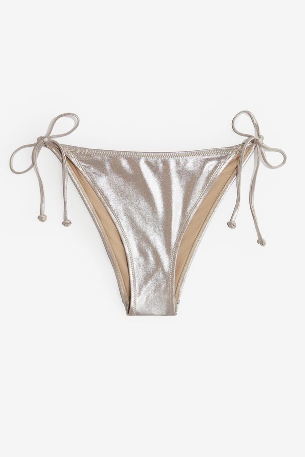 H&M Bikinitruse Tanga Med Knyting Beige/sølvfarget