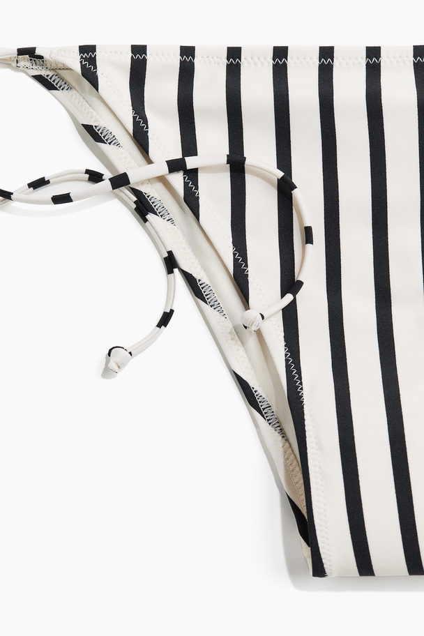 H&M Tie Tanga Bikini Bottoms White/black Striped
