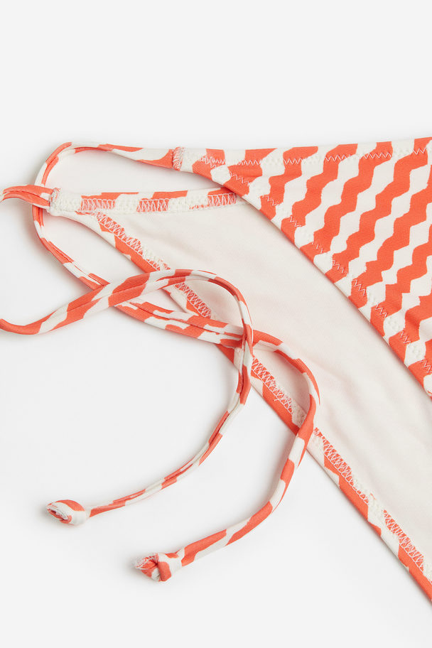 H&M Tie-Tanga Bikinihose Rot/Gemustert