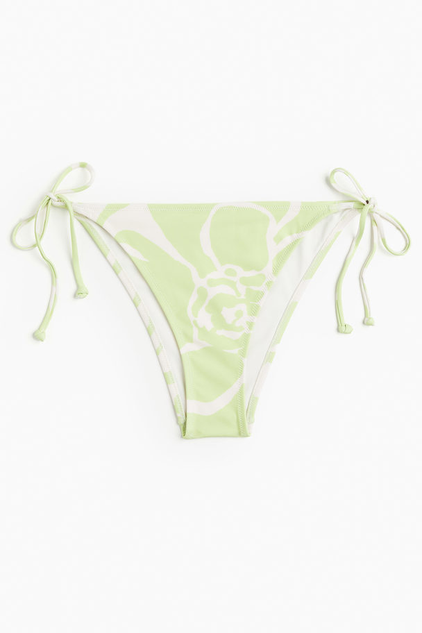 H&M Bikinitruse Tanga Med Knyting Limegrønn/blomstret