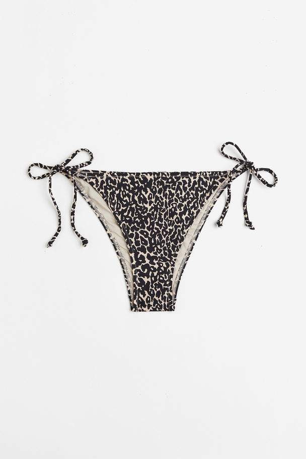 H&M Tietanga-bikinibriefs Lys Beige/leopardmønstret