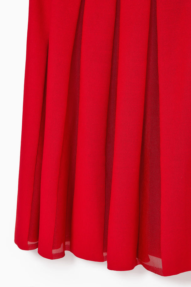 COS Pleated Racer-neck Maxi Dress Red