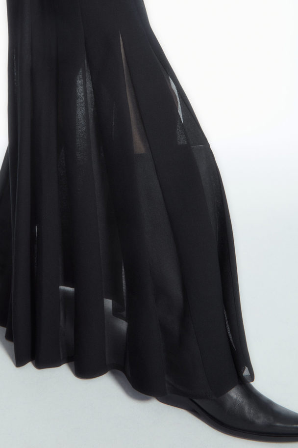 COS Pleated Racer-neck Maxi Dress Black