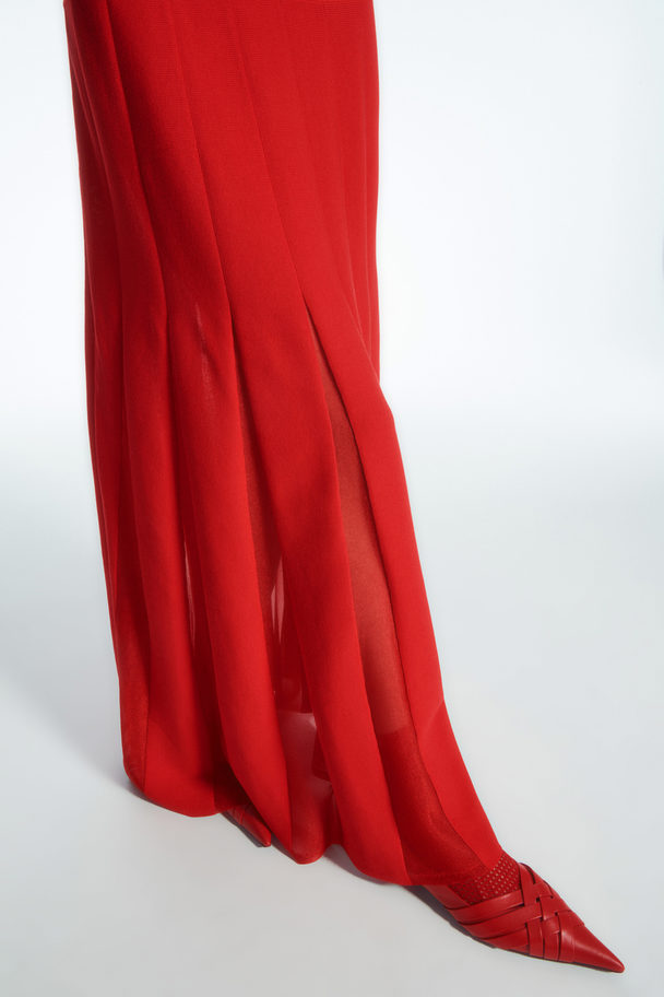 COS Pleated Racer-neck Maxi Dress Red