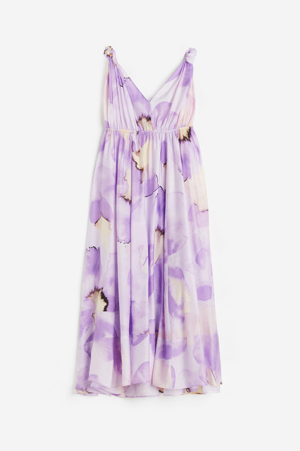 H&M Midi-kjole I Lyocellblanding Lyslilla/blomstret