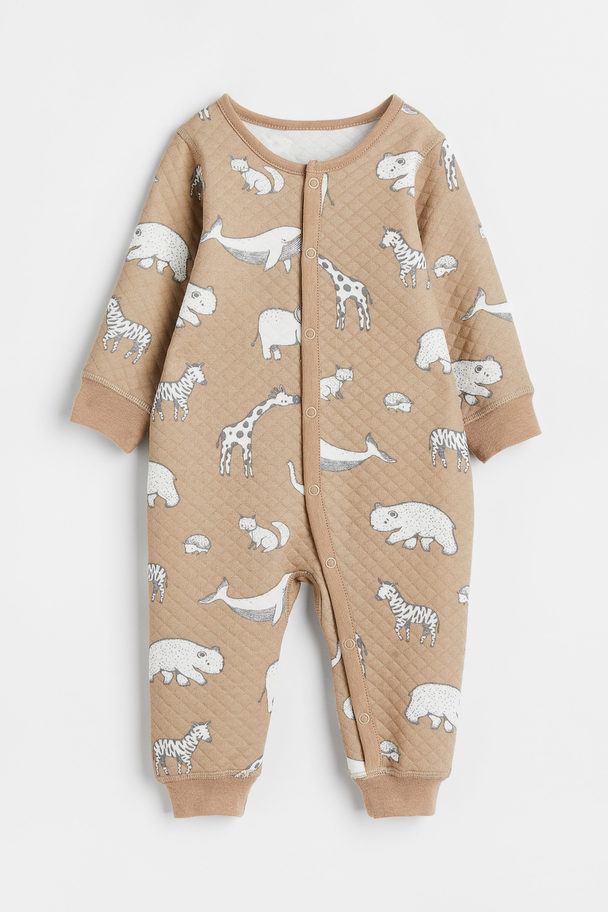 H&M Doorgestikt Pyjamapakje Beige/dieren