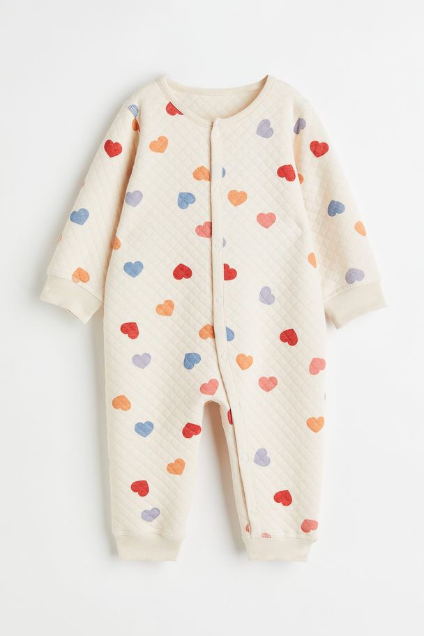 H&M Quilted Pyjamas Cream/hearts