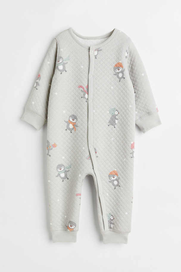 H&M Doorgestikt Pyjamapakje Lichtgrijs/pinguïns