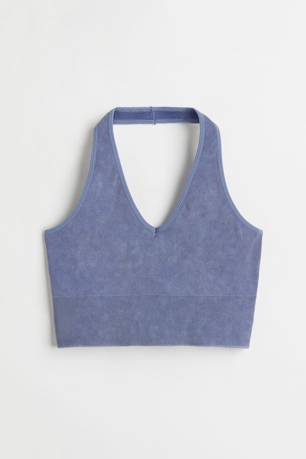H&M Seamless Cropped Sports Top Blue