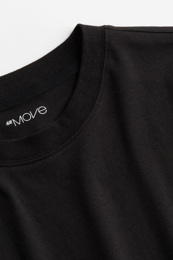 H&M Sportshirt Van Katoen-achtig Drymove™ - Loose Fit Zwart