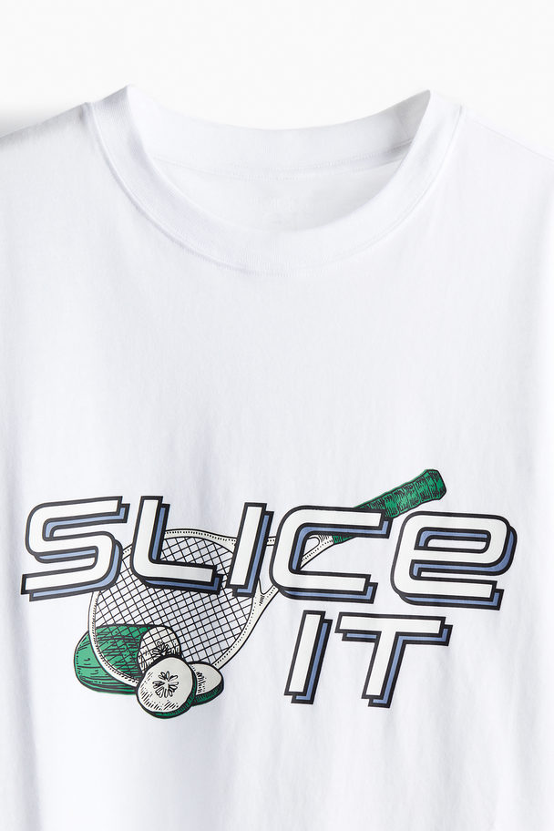 H&M Sportshirt Van Katoen-achtig Drymove™ - Loose Fit Wit/slice It
