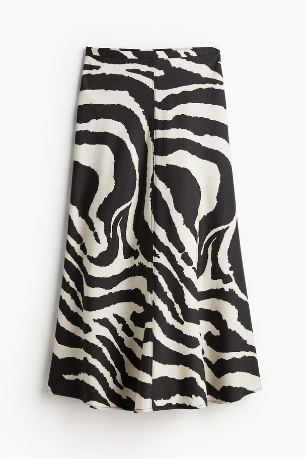 H&M Ausgestellter Rock Schwarz/Zebraprint