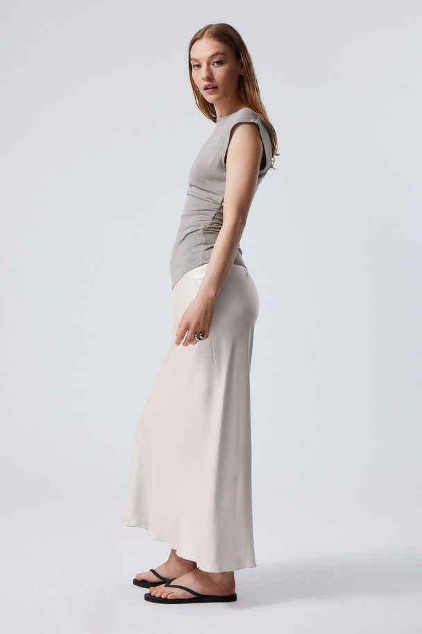 Weekday Trace Pull On Satin Skirt Dusty Grey