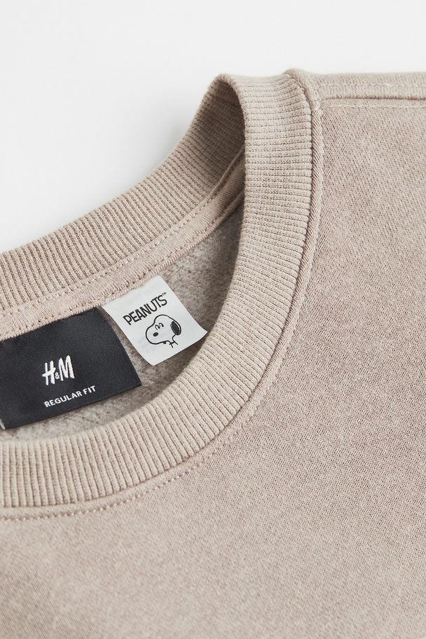 H&M Sweater Met Print - Regular Fit Beige/snoopy