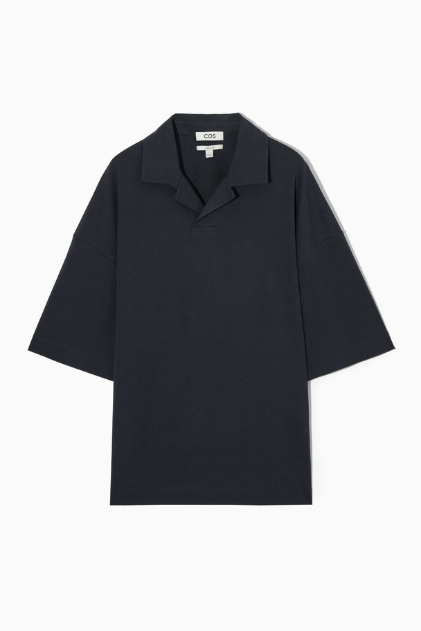 COS Oversized Open-collar Polo-shirt Navy