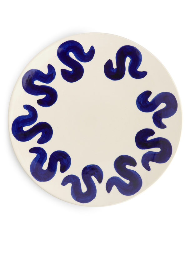 ARKET Stoneware Plate 27 Cm White/blue