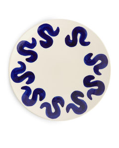 Stoneware Plate 27 Cm White/blue