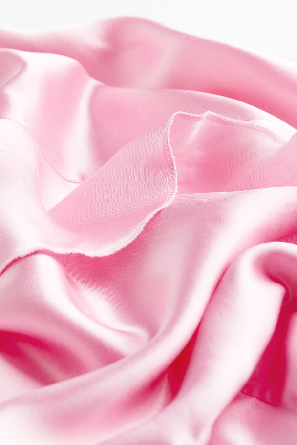 H&M Flounced Satin Slip Dress Light Pink