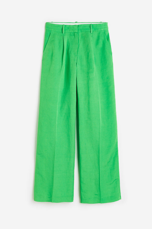 H&M Weite Hose aus Leinenmix Grün