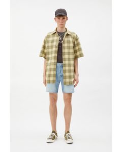 Coffee Oversized Checked Shirt Beige
