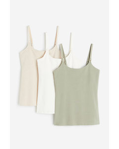 Mama 3-pack Nursing Vest Tops Khaki Green/beige Marl
