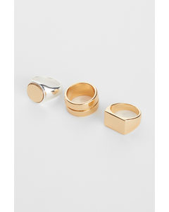 3-pack Rings Gold-coloured/silver-coloured