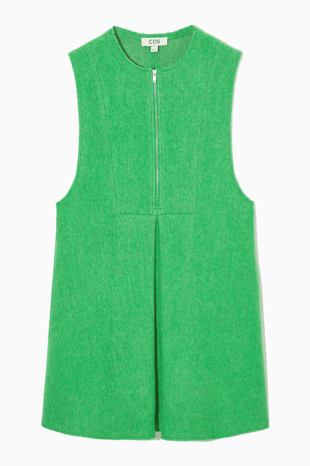 COS Plisserad Miniklänning I Ull Klargrön