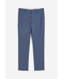 Slim Fit Suit Trousers Dark Blue/checked
