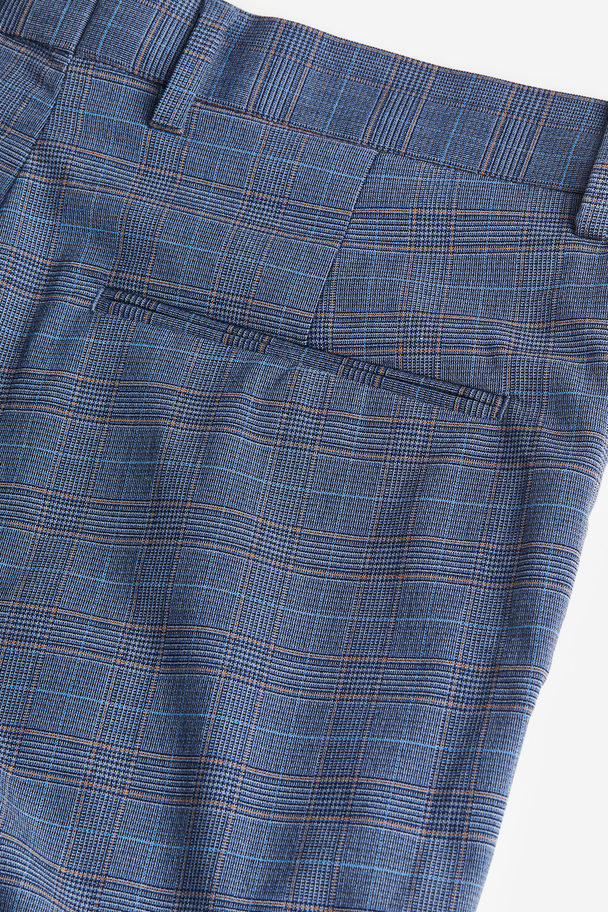 H&M Slim Fit Suit Trousers Dark Blue/checked