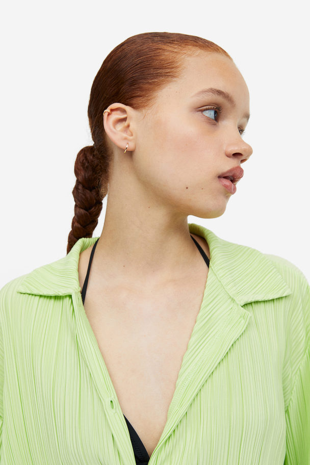 H&M Plissert Skjorte I Trikot Lys Grønn