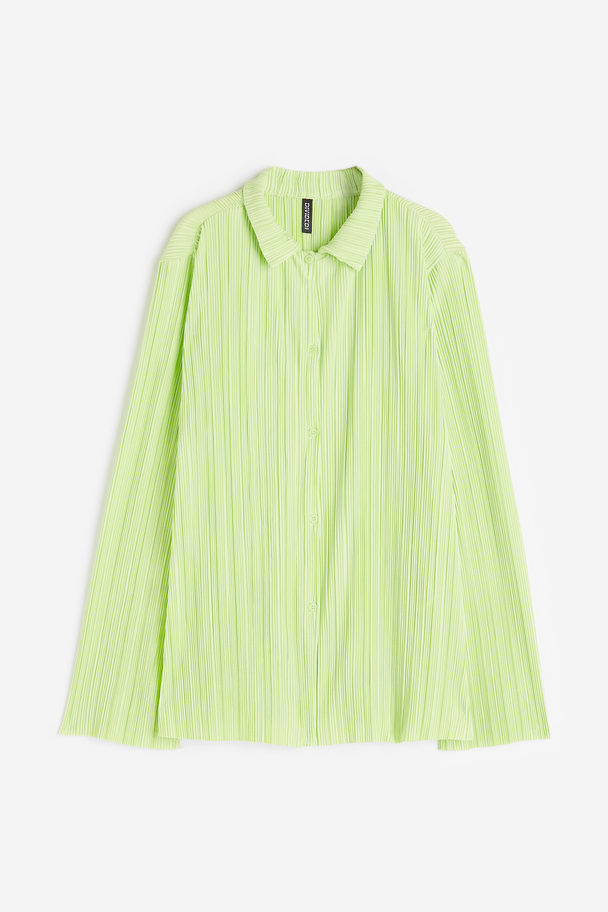 H&M Plissert Skjorte I Trikot Lys Grønn