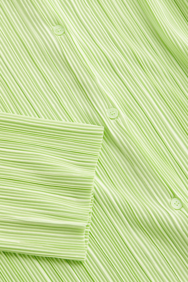H&M Plisserad Trikåskjorta Ljusgrön