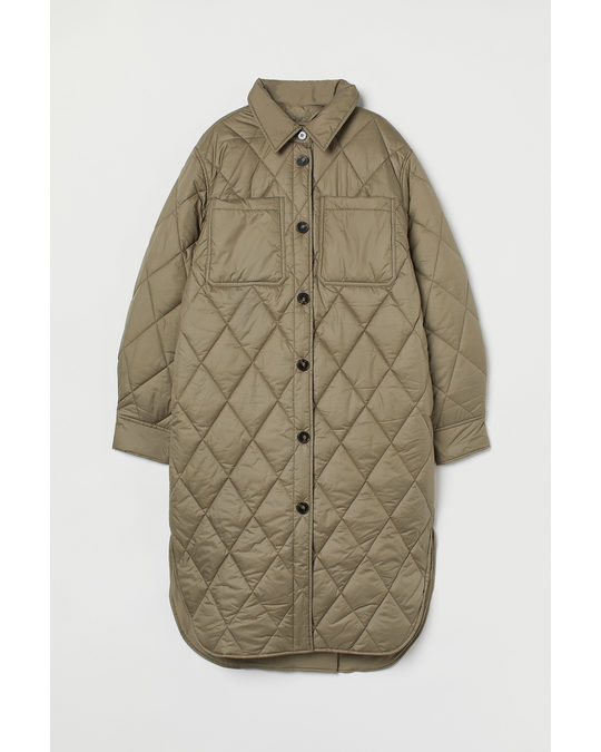 H&M Quilted Shacket Khaki Green