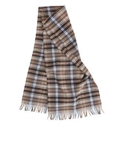 Wide Wool Scarf Brown/checked