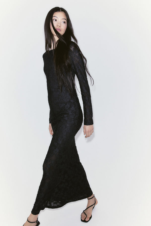 H&M Jacquardkleid mit Mermaid-Rock Schwarz