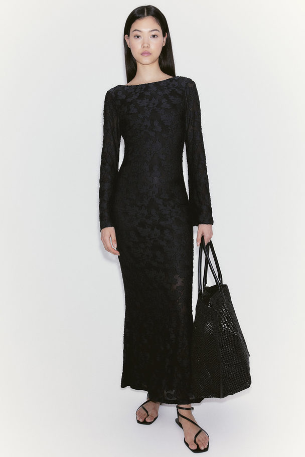 H&M Jacquardkleid mit Mermaid-Rock Schwarz