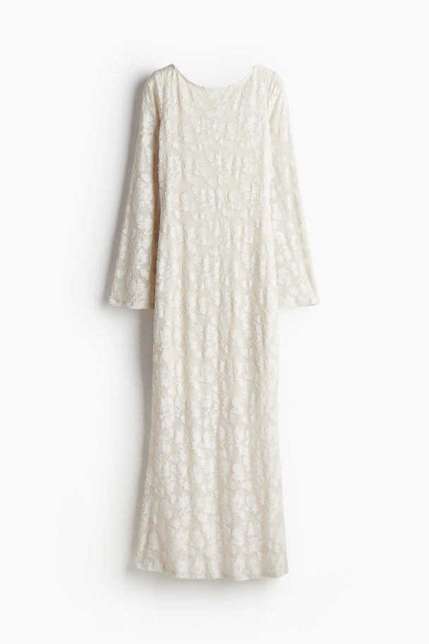 H&M Mermaid-skirt Jacquard-weave Dress Light Beige