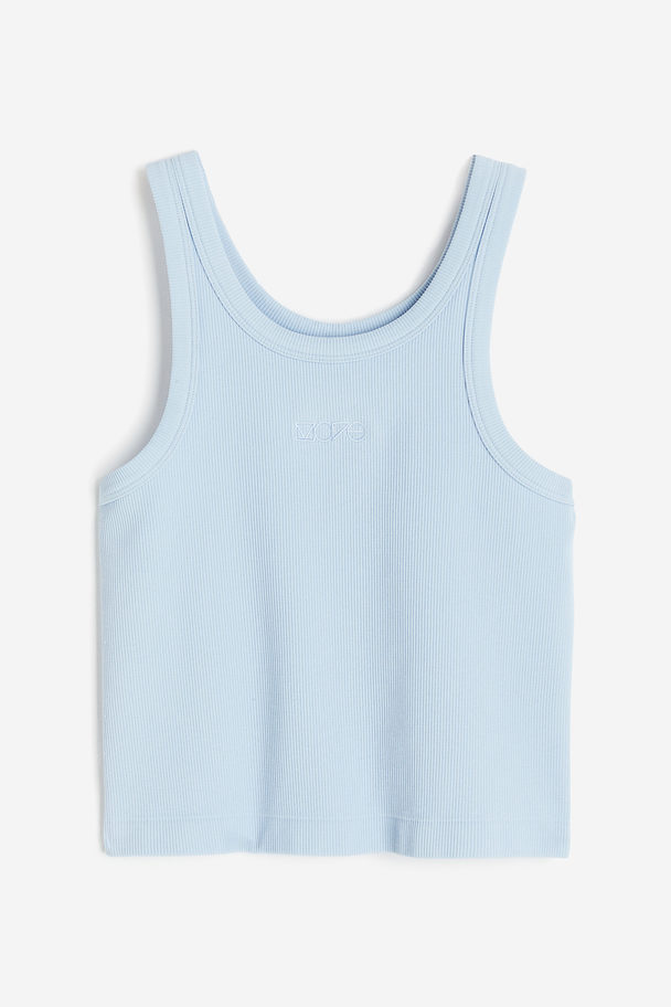H&M Drymove™ Cropped Seamless Sports Vest Top Light Blue